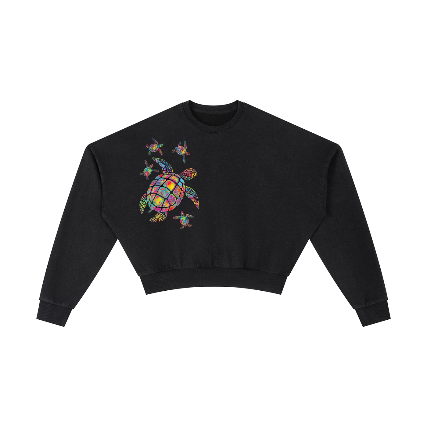 Mosaic Turtles Crop Sweatshirt