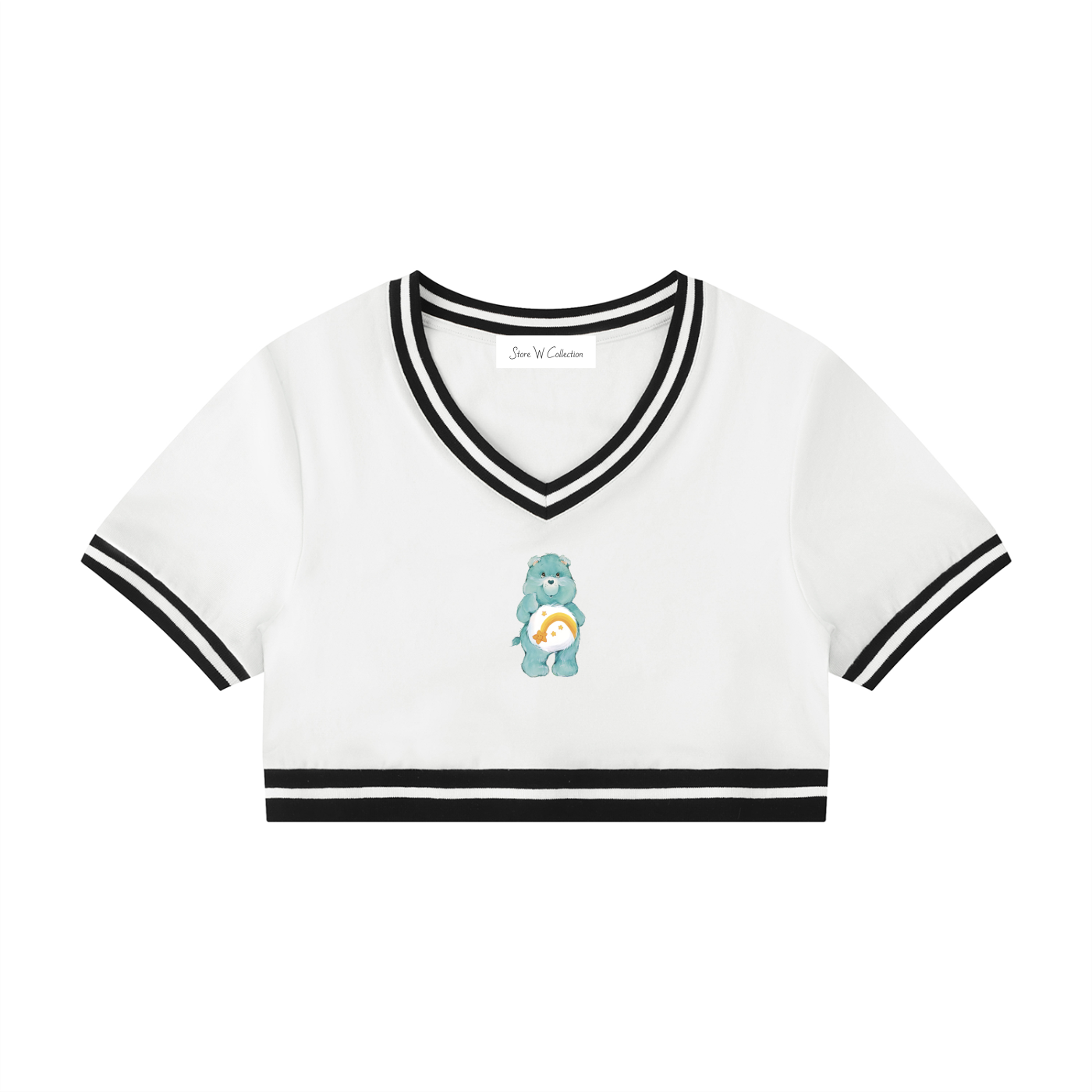 Women's Blue Bear Bite  Crop Tee