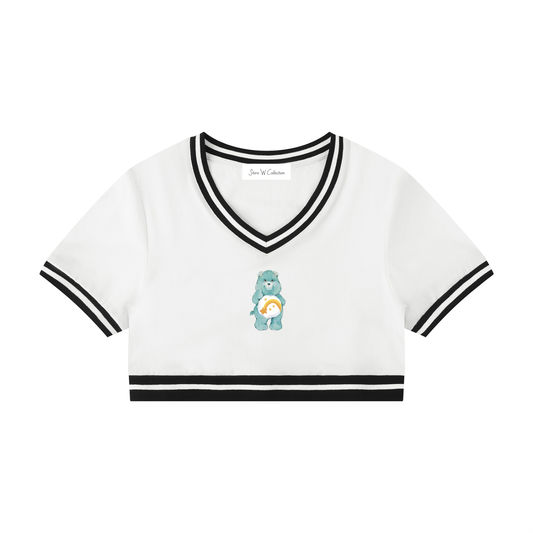 Women's Blue Bear Bite  Crop Tee
