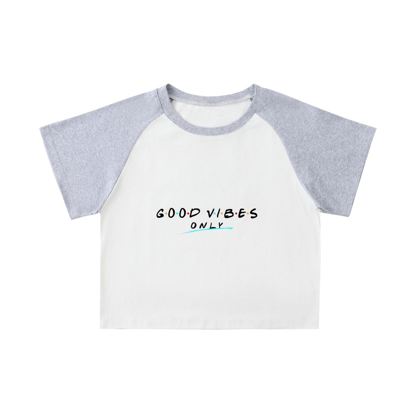 Color-Blocked Raglan Sleeve Crop Top