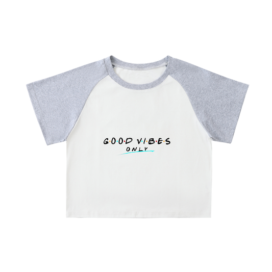 Color-Blocked Raglan Sleeve Crop Top