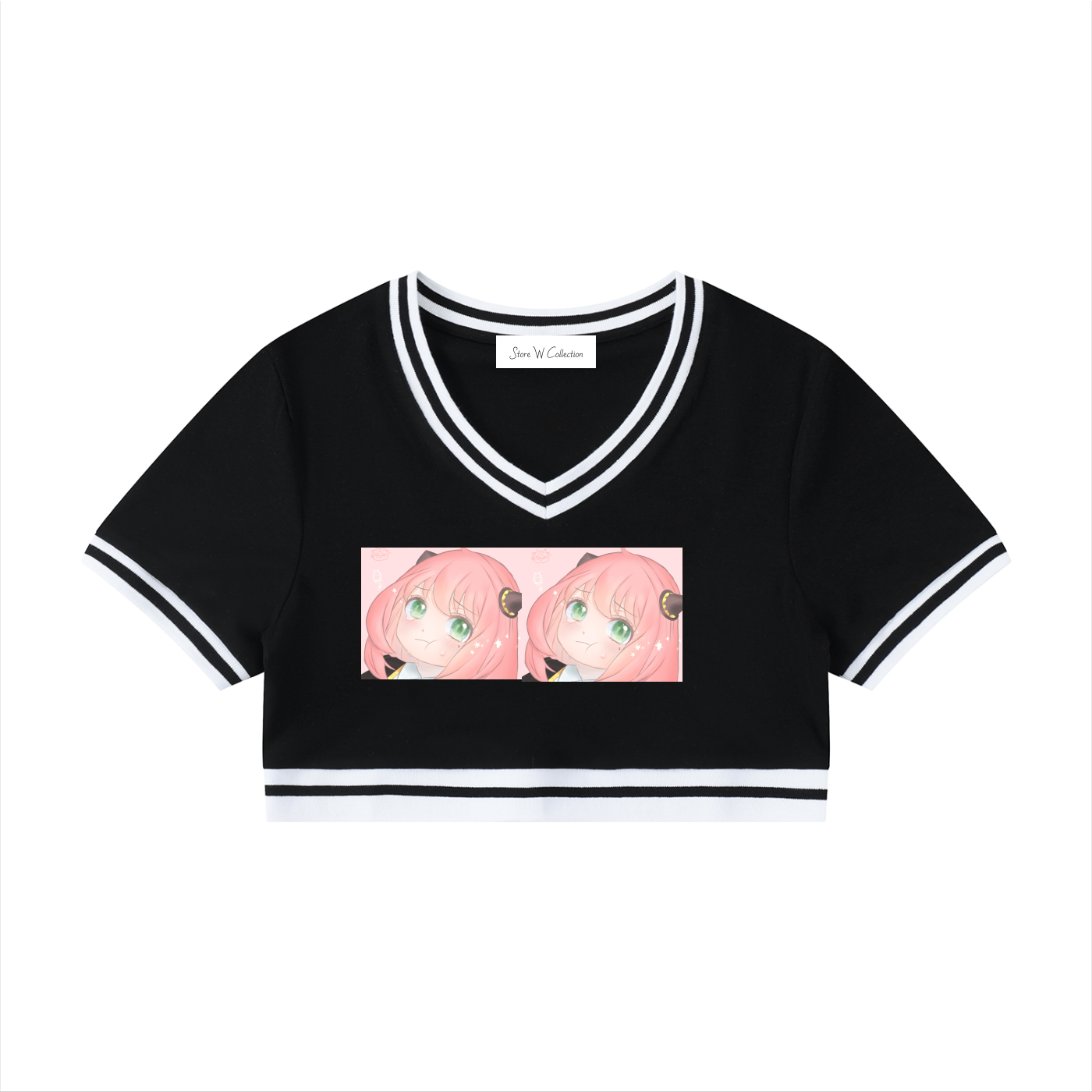 Women's Color Block V-Neck Crop T-Shirt