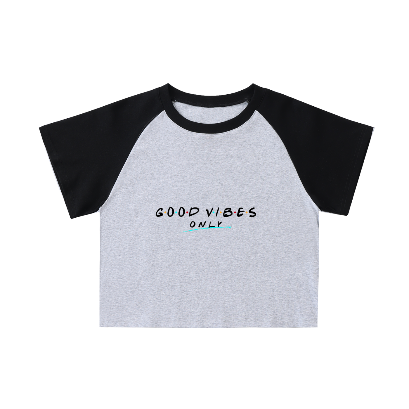 Color-Blocked Raglan Sleeve Crop Top